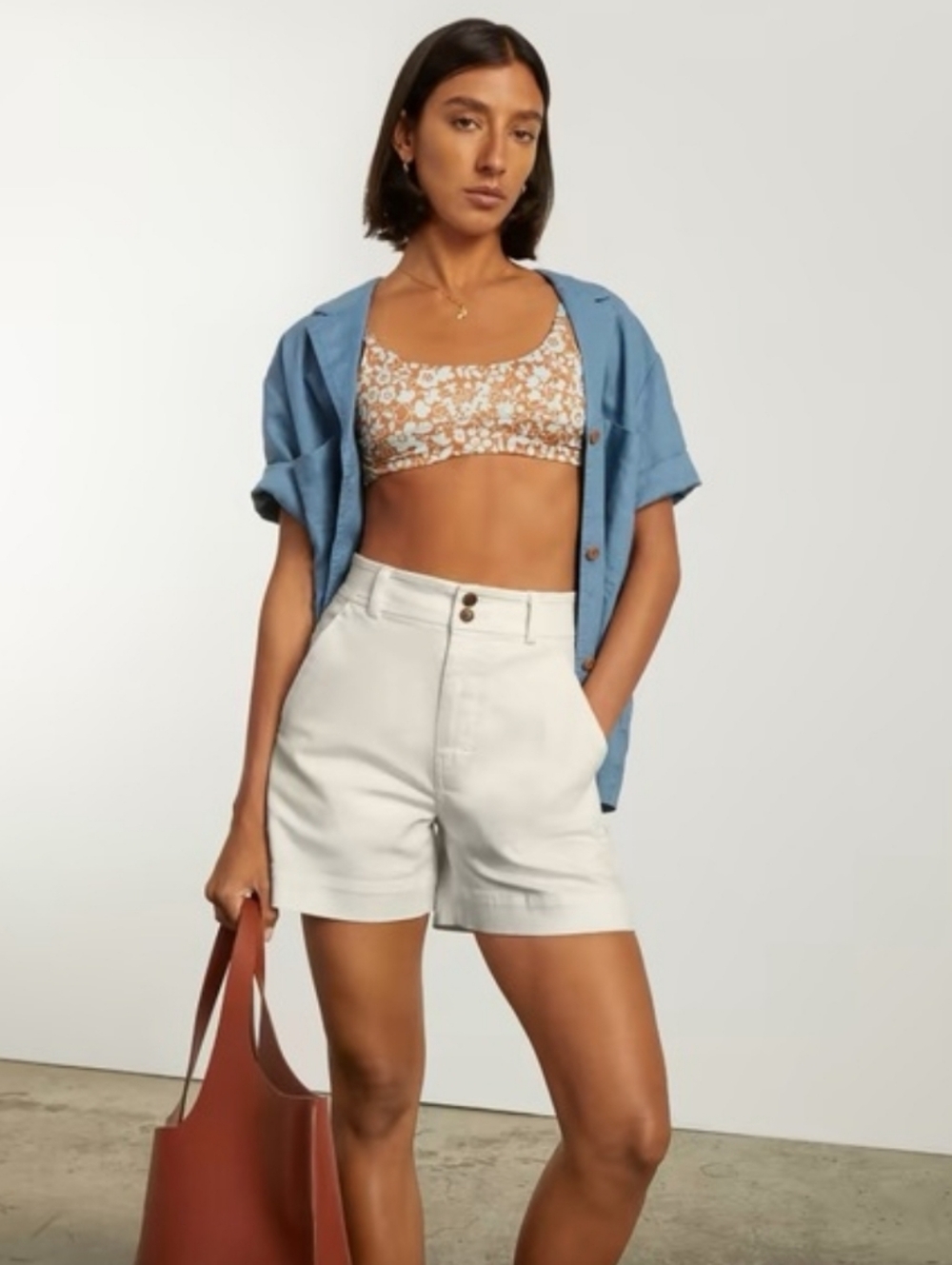 NWT Everlane Women's The Way-High Canvas Short Size 8 White High Rise Utility